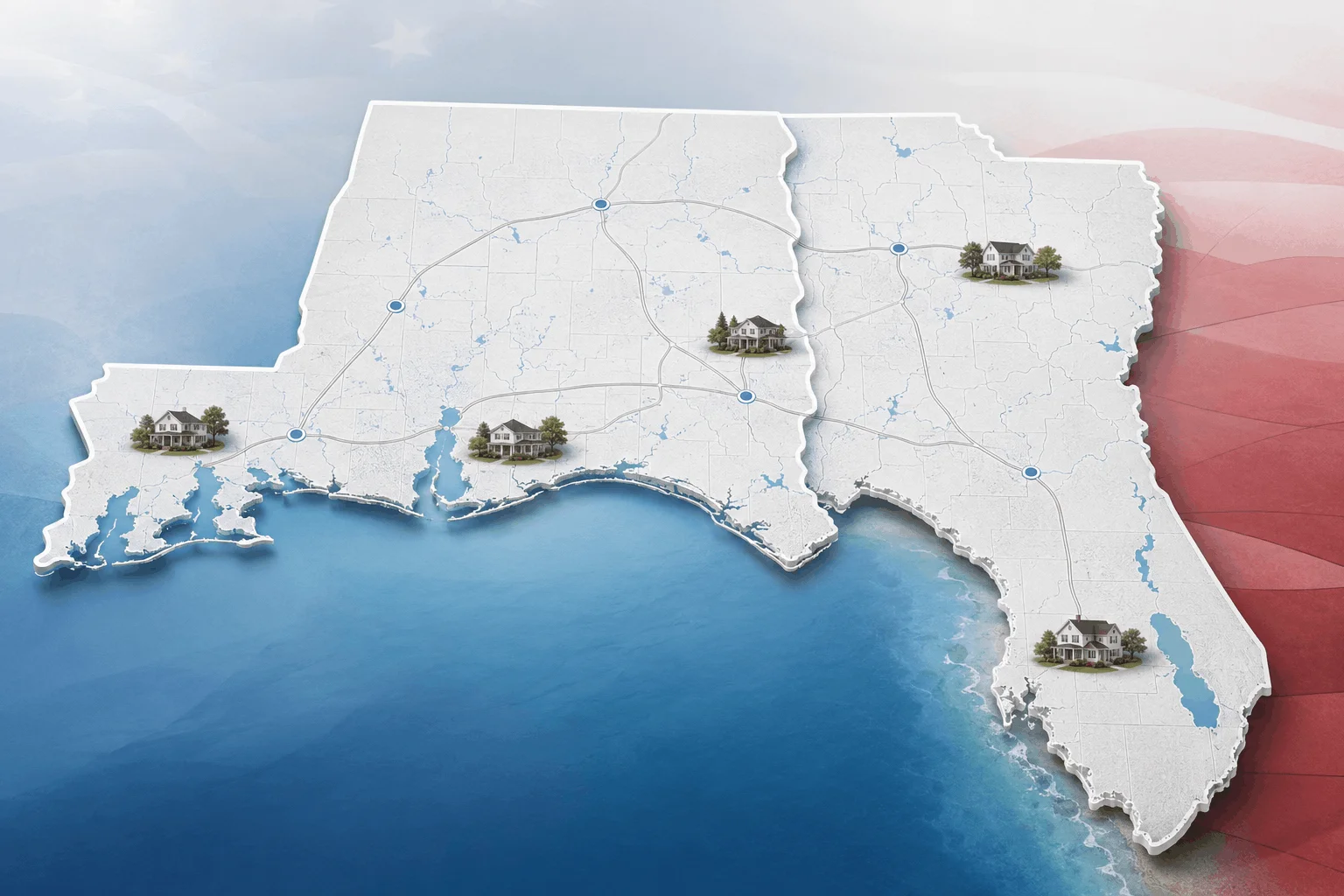 Map of the Polar Insulation Gulf Coast service area